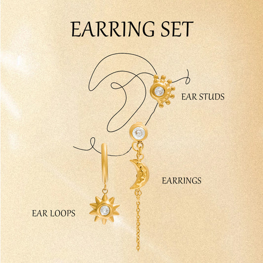 Geometric Sun-Shaped Stainless Steel Earrings for Women with Plating Finish, Hypoallergenic and Fade-Resistant Luxury Ear Studs