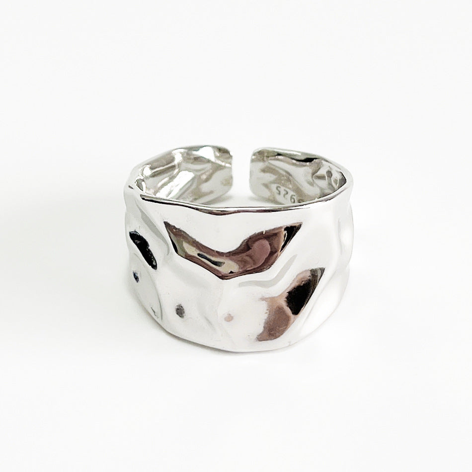 Anillo de Lujo de Plata de Ley 925 con Incrustaciones Geométricas de Corazón Asimétrico para Mujer