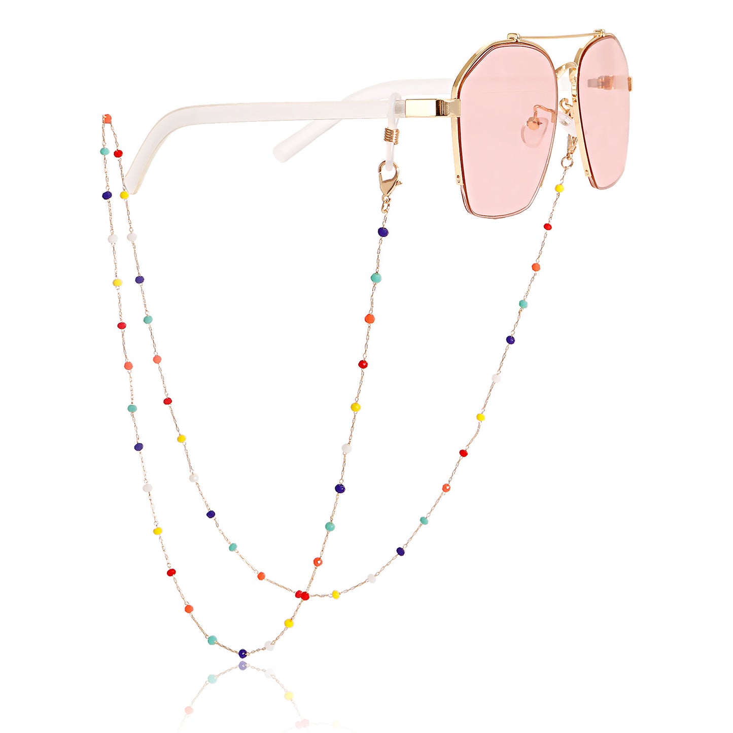 Casual Geometric Alloy Chain with Pearl and Crystal Inlay for Mask and Glasses
