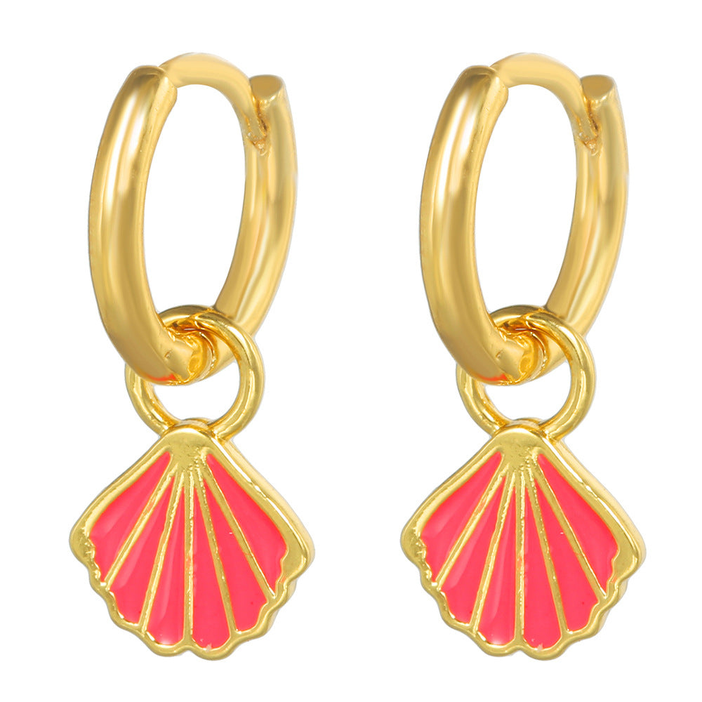 Vintage Geometric Round Brass Drip Oil Earrings with Cubic Zirconia
