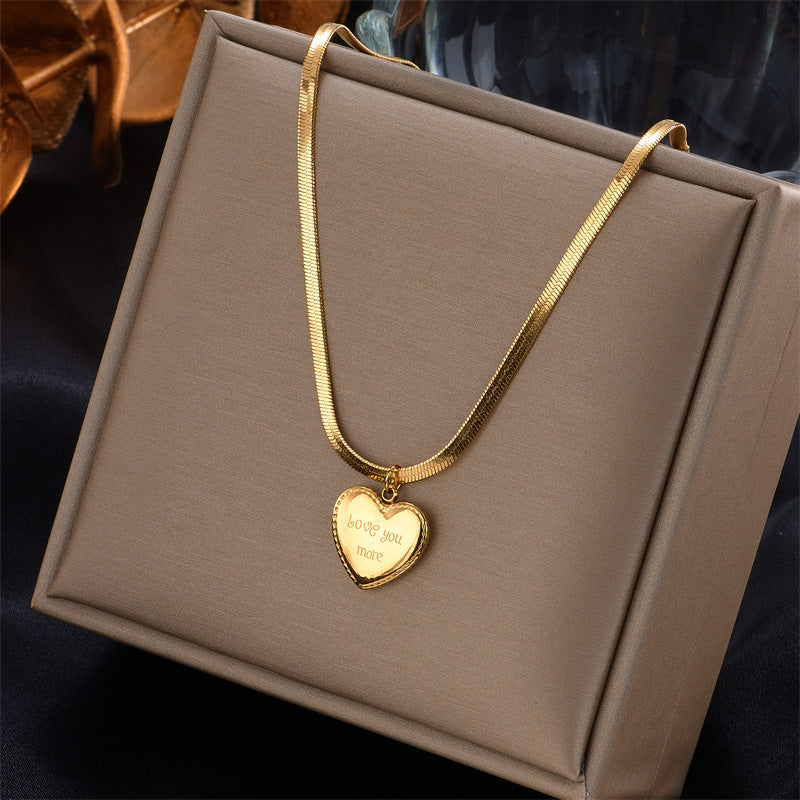 Minimalist Punk Stainless Steel Heart Square Round Pendant Necklace for Women with Plating Finish