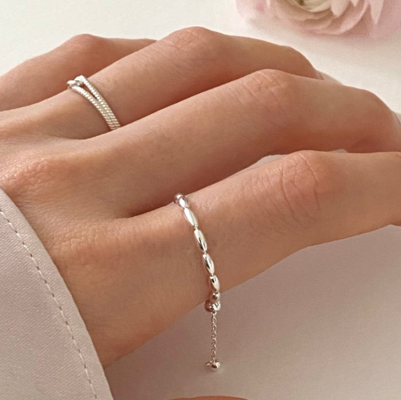 Anello Floreale Minimalista Dolce in Argento Sterling 950 con Piante