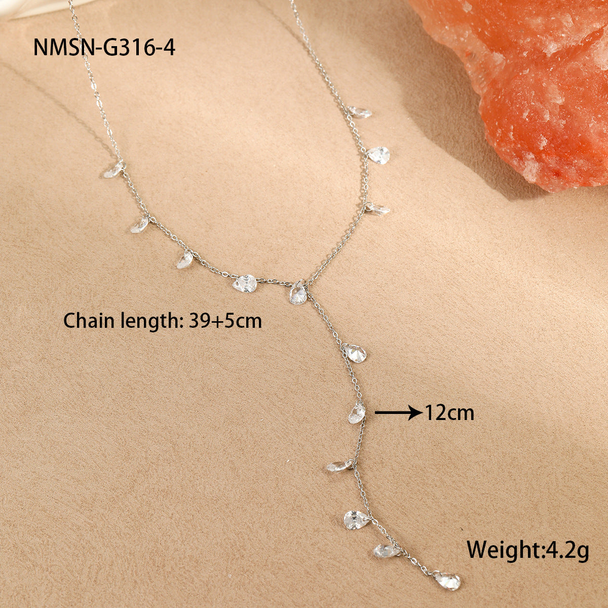 Fashionable OL Style Geometric Pendant Stainless Steel Y-Necklace with 18K Gold Plating for Women