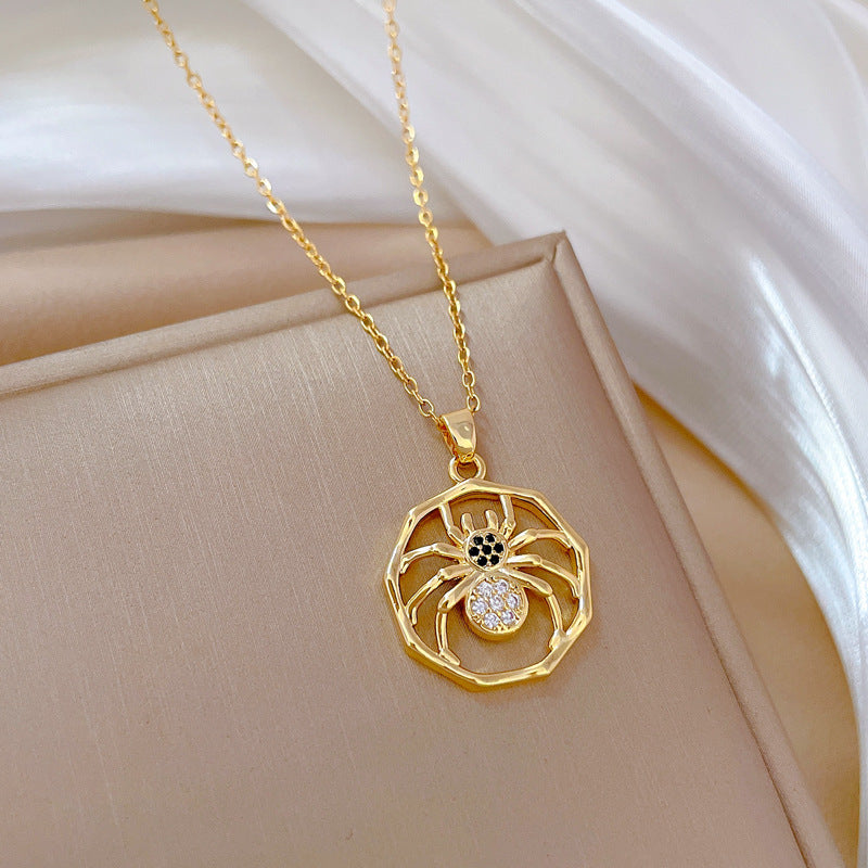 Minimalist Geometric Moon Pendant Necklace for Women and Men Stainless Steel Snake Chain with Full Rhinestone Accents