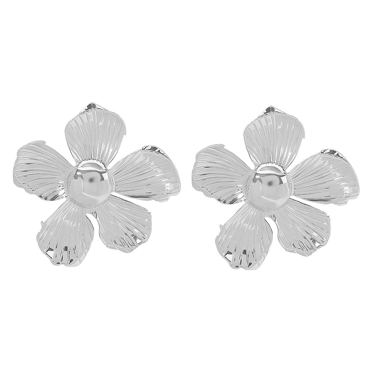 Pendientes de metal con diseño floral estilo vintage para mujer, con acabado galvanizado y diseño de moda exagerado