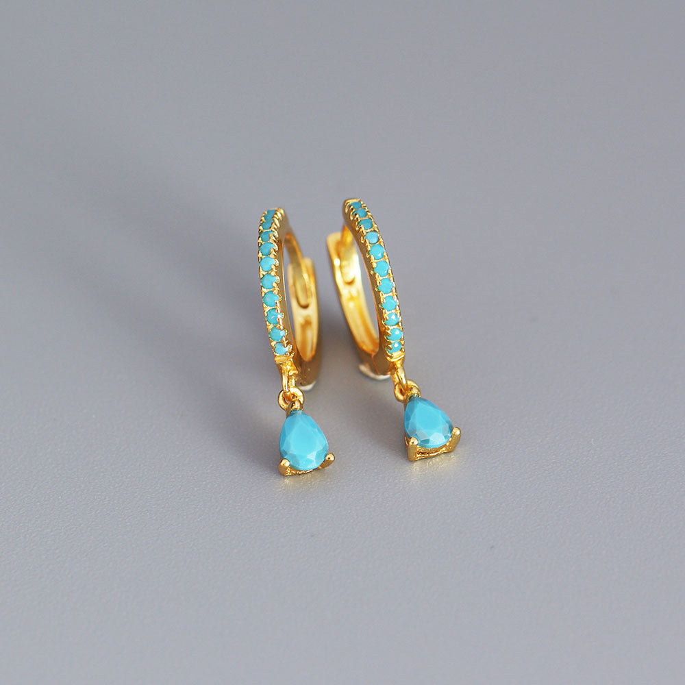 Luxury Elegant 925 Sterling Silver Teardrop Geometric Diamond Hoop Earrings for Women