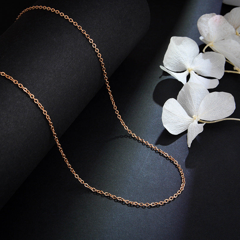 18K Gold Plated Geometric Lip Pendant Titanium Steel O-Chain Necklace for Women