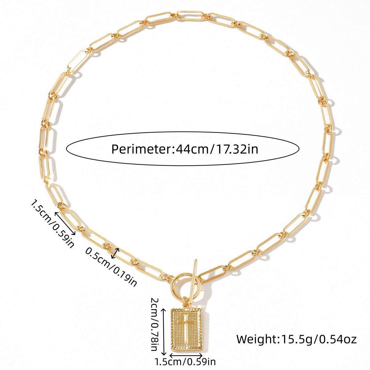 Gold Plated Square Cross Pendant Necklace for Women