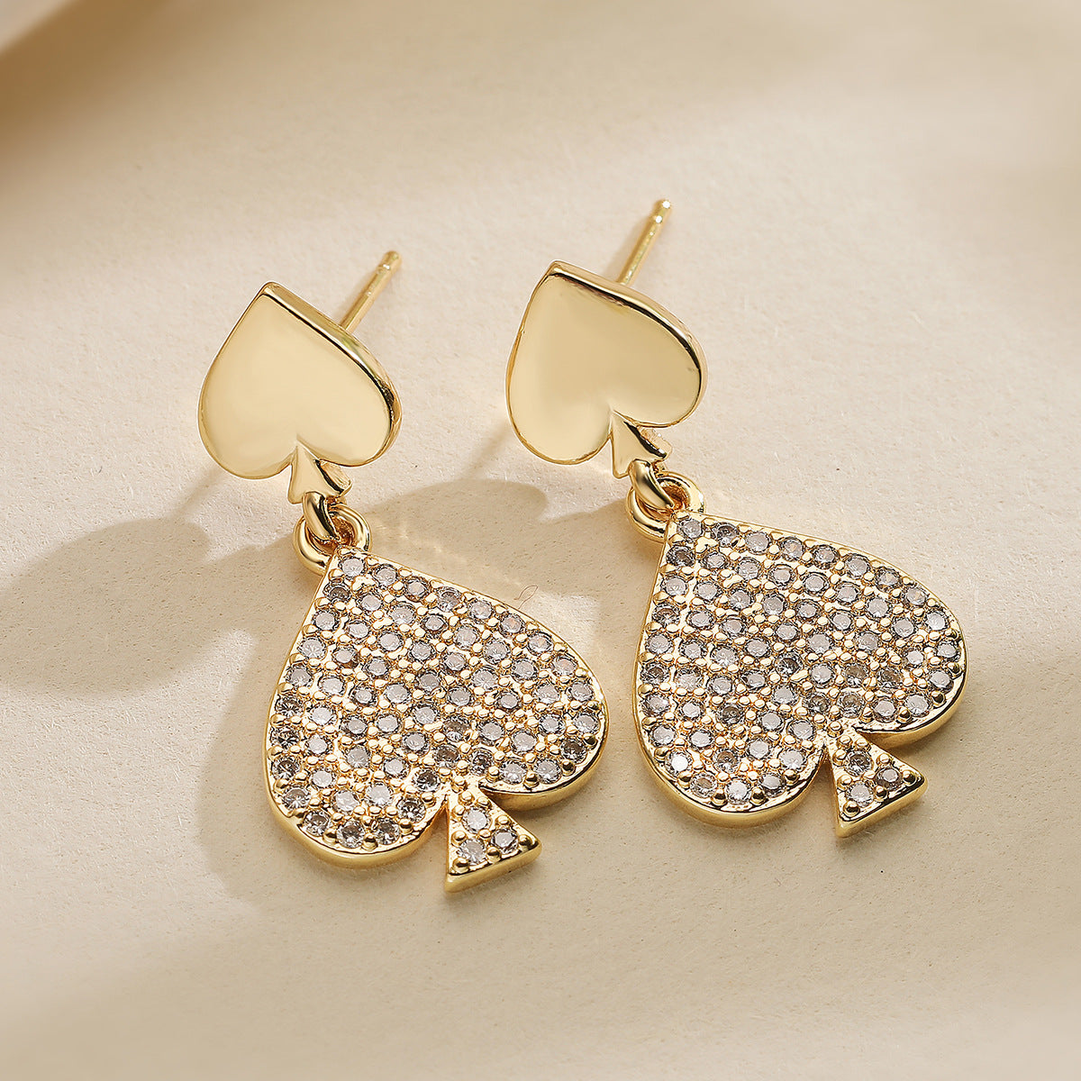 Minimalist Elegant 18K Gold Plated Brass Geometric Heart Earrings for Women