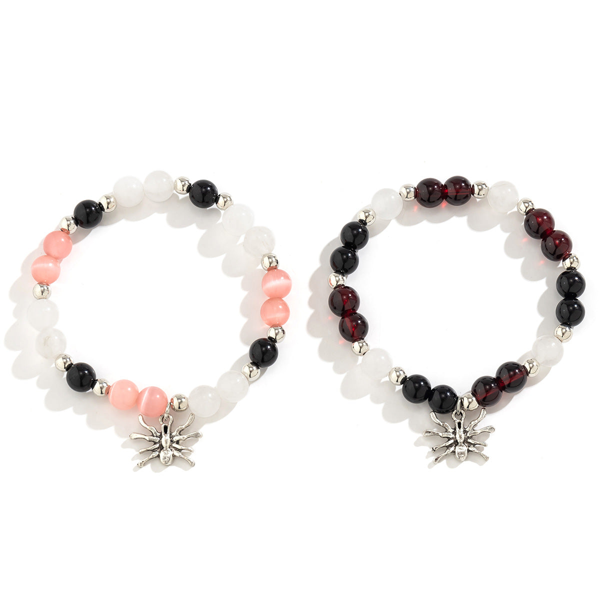 Juego de pulsera con colgante de araña geométrica dulce y atrevida con cuentas de aleación y acabado chapado para mujer