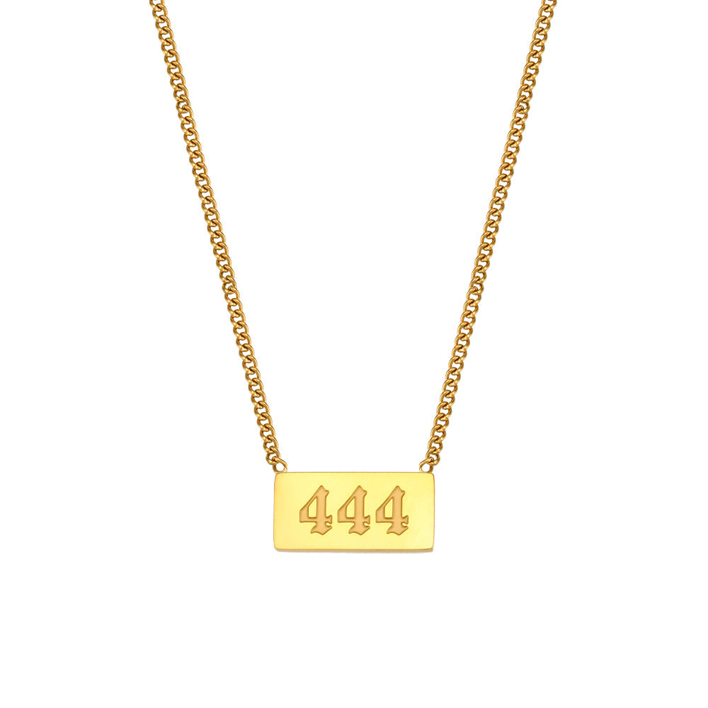 Minimalist Angel Number Pendant Necklace in Stainless Steel with Plated Finish for Women