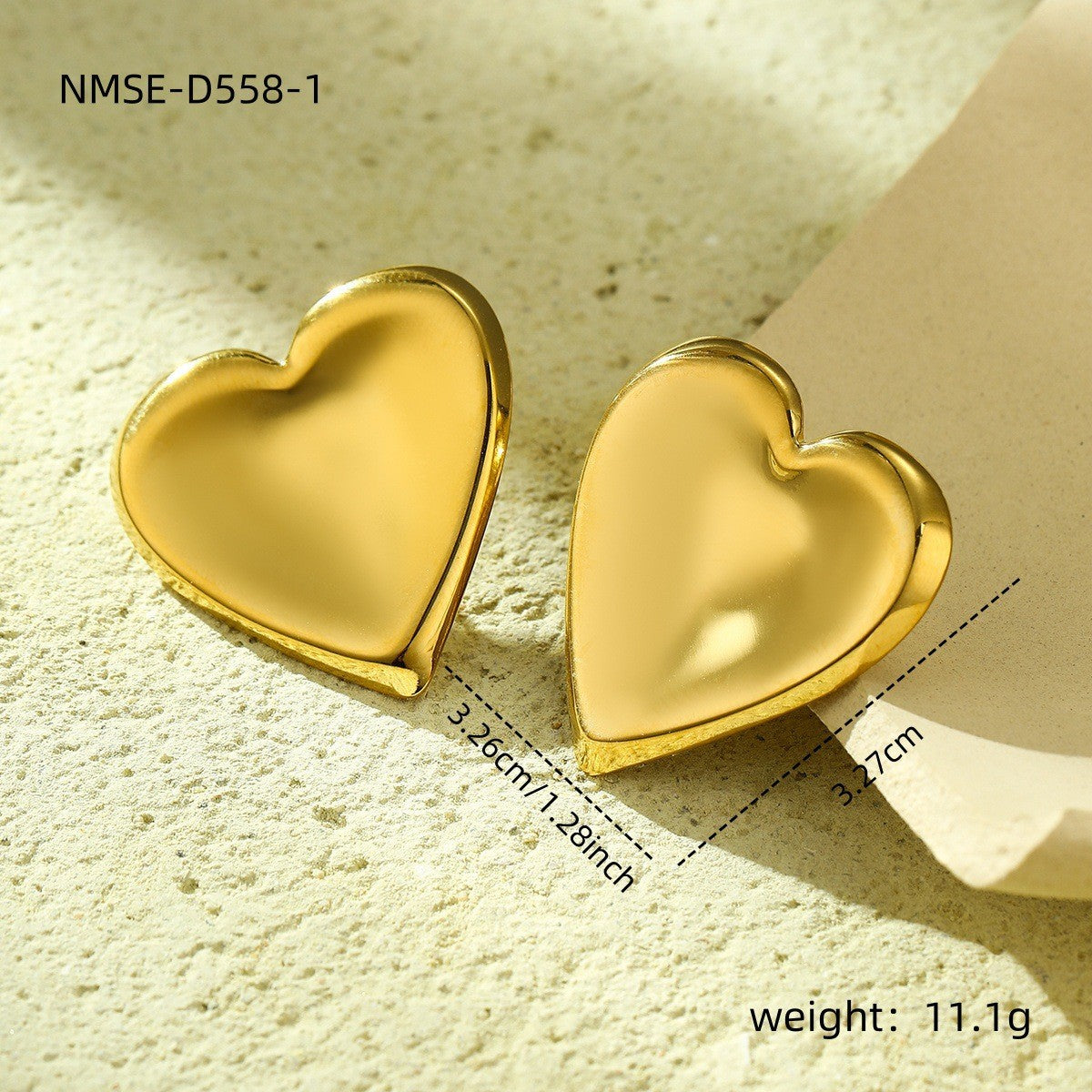 Pendientes de mujer de acero de titanio pulido con forma de corazón, minimalistas y a la moda, con acabado chapado