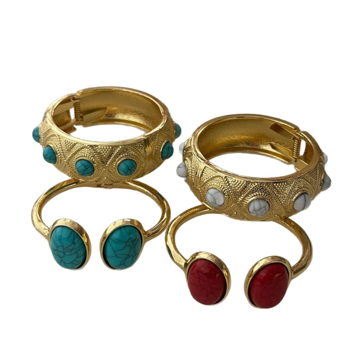Geometric Oval Turquoise Plated Alloy Bracelet for Women