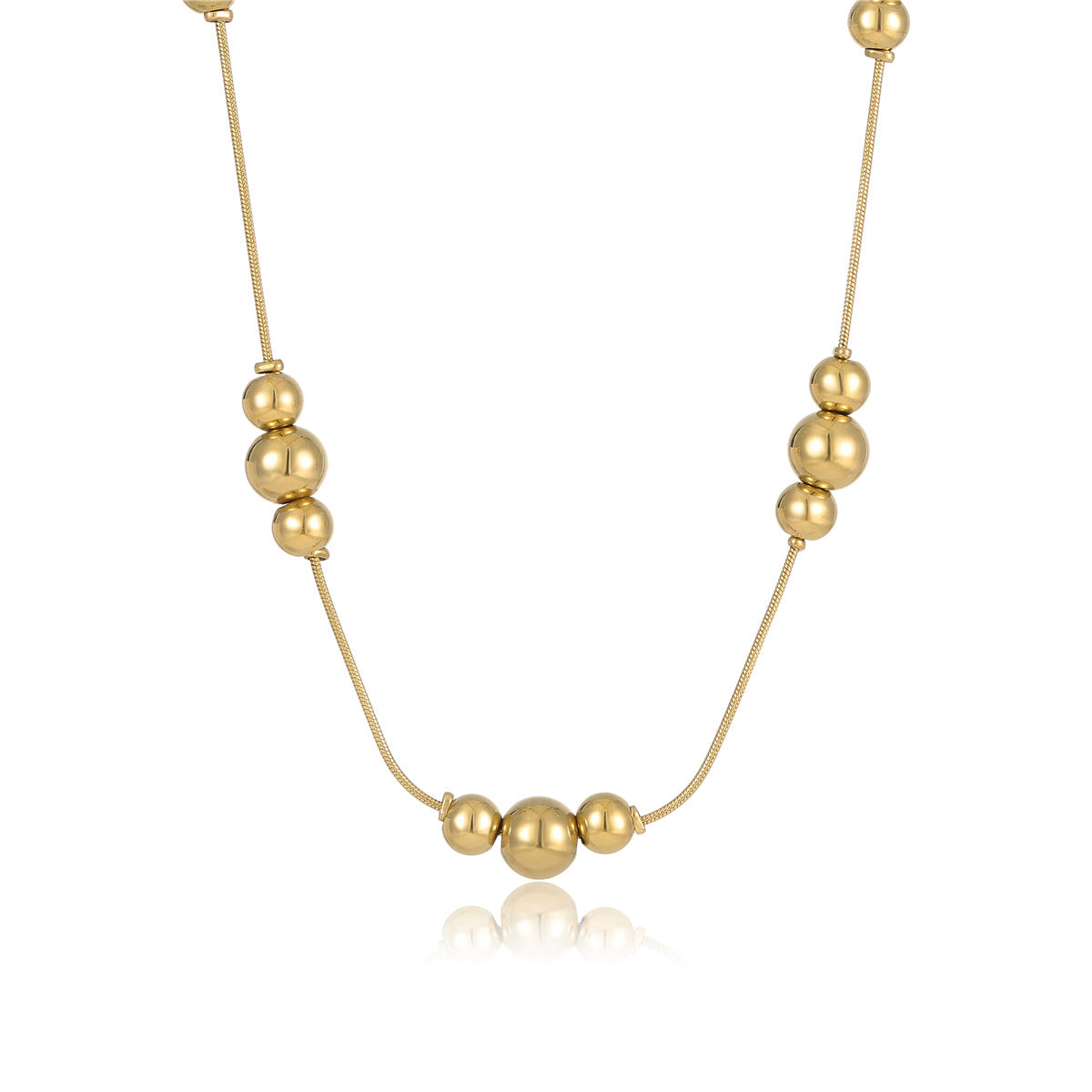 Collar de acero inoxidable redondo minimalista de moda para mujer con acabado chapado y estilo versátil para el día a día