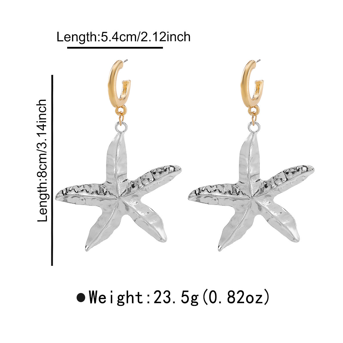 Orecchini Minimalisti a Stella Marina in Lega con Design Geometrico da Donna