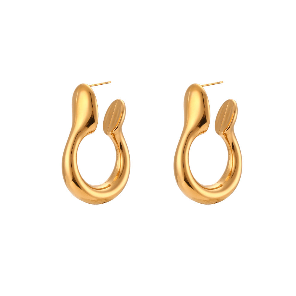Minimalist Geometric Stainless Steel Hoop Earrings with Plated Finish for Women