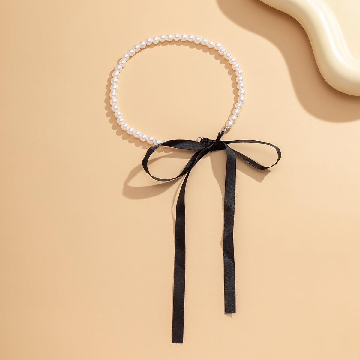 Vintage Imitation Pearl Bow Geometric Ball Chain Necklace for Women DIY Charm Bar