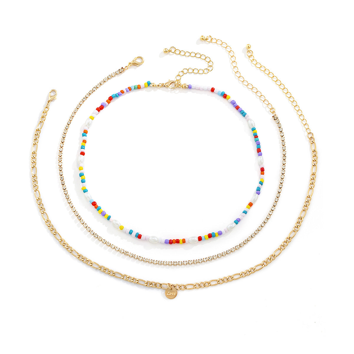 Collar Minimalista con Colgante de Letra, de Aleación con Acabado Chapado y Diseño Multicapa