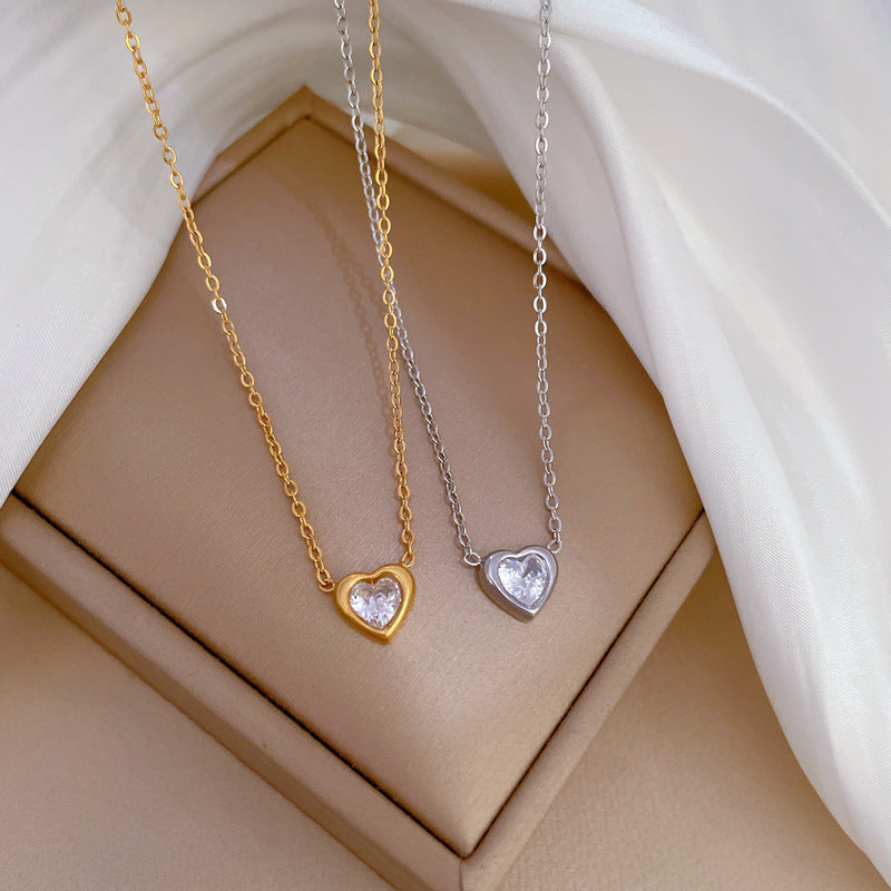 Minimalist Titanium Steel Heart Pendant Necklace for Women and Men — Geometric Locket Chain with Plated Finish