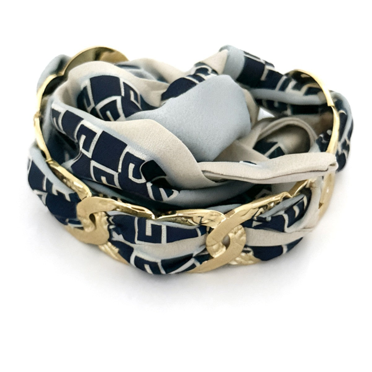 Vintage Luxury Double Layer Cable Chain C-Shape Open Stainless Steel Bracelet