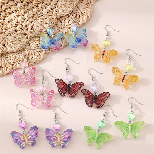 Aretes colgantes de resina en forma de lazo minimalistas para niñas con incrustaciones de perlas, pendientes estilo princesa para niños