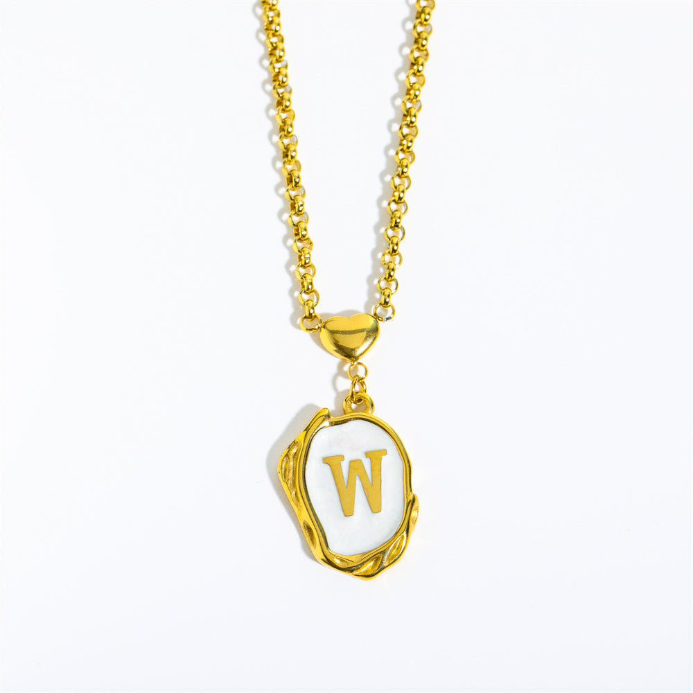 Collana Minimalista in Acciaio Inossidabile a Forma di Lettera con Placcatura in Oro 18K e Catena a O per Uomo e Donna