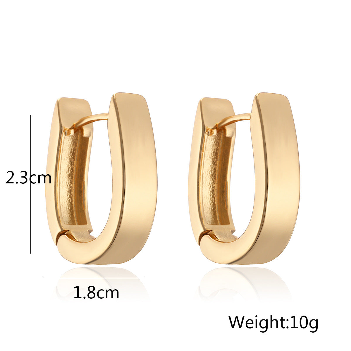 Minimalist Geometric U-Shaped Copper Earrings with Gold Plating for Women, Irregular Design Fashion Ear Jewelry