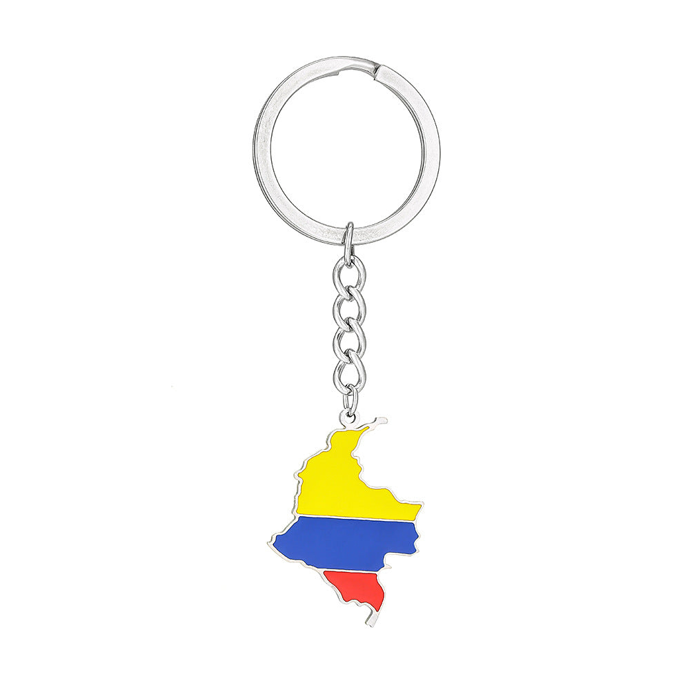 Portachiavi Accessorio Ciondolo Smaltato Vintage Colombiano in Acciaio al Titanio per Uomini e Donne