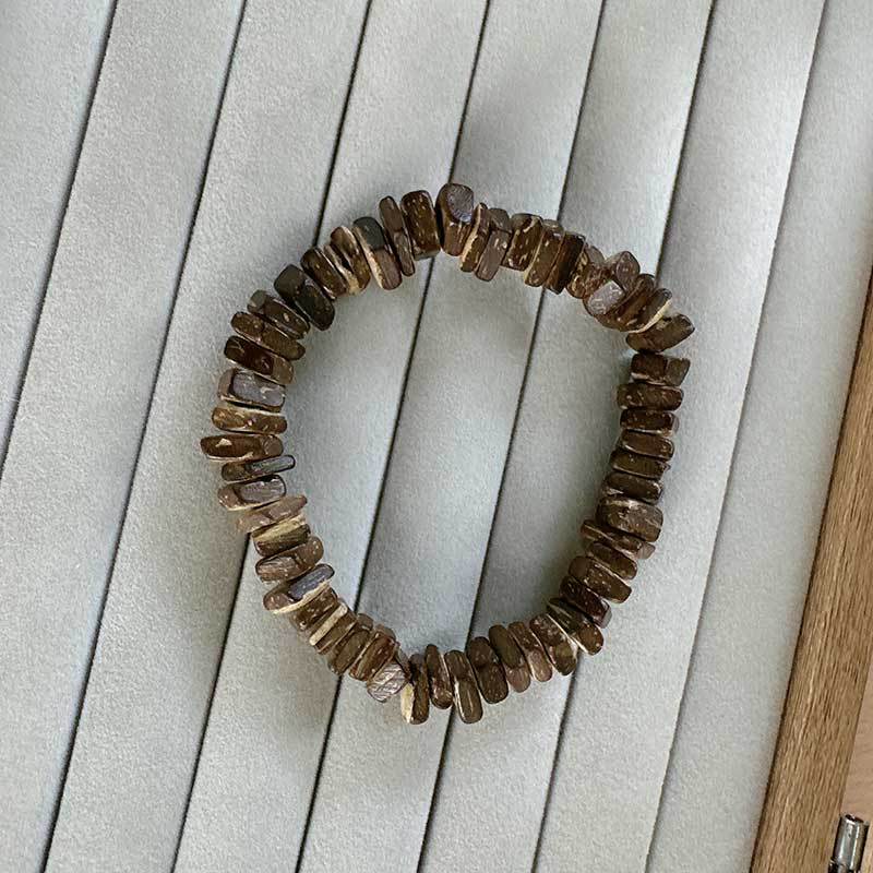 Vintage Geometric Round Synthetic Agate and Wood Beaded Bracelet for Men and Women