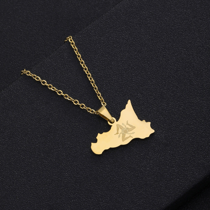 Collar con colgante geométrico de acero inoxidable con dije de acero de titanio y acabado chapado para mujeres y hombres