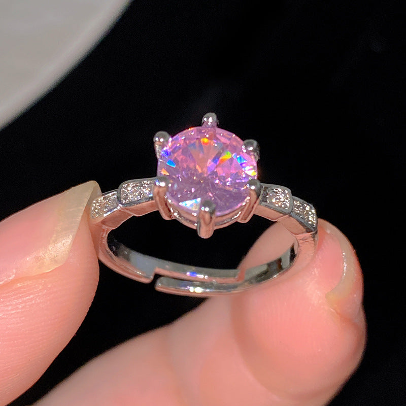 Sweet Cubic Zirconia Inlay Brass Bow Ring for Women