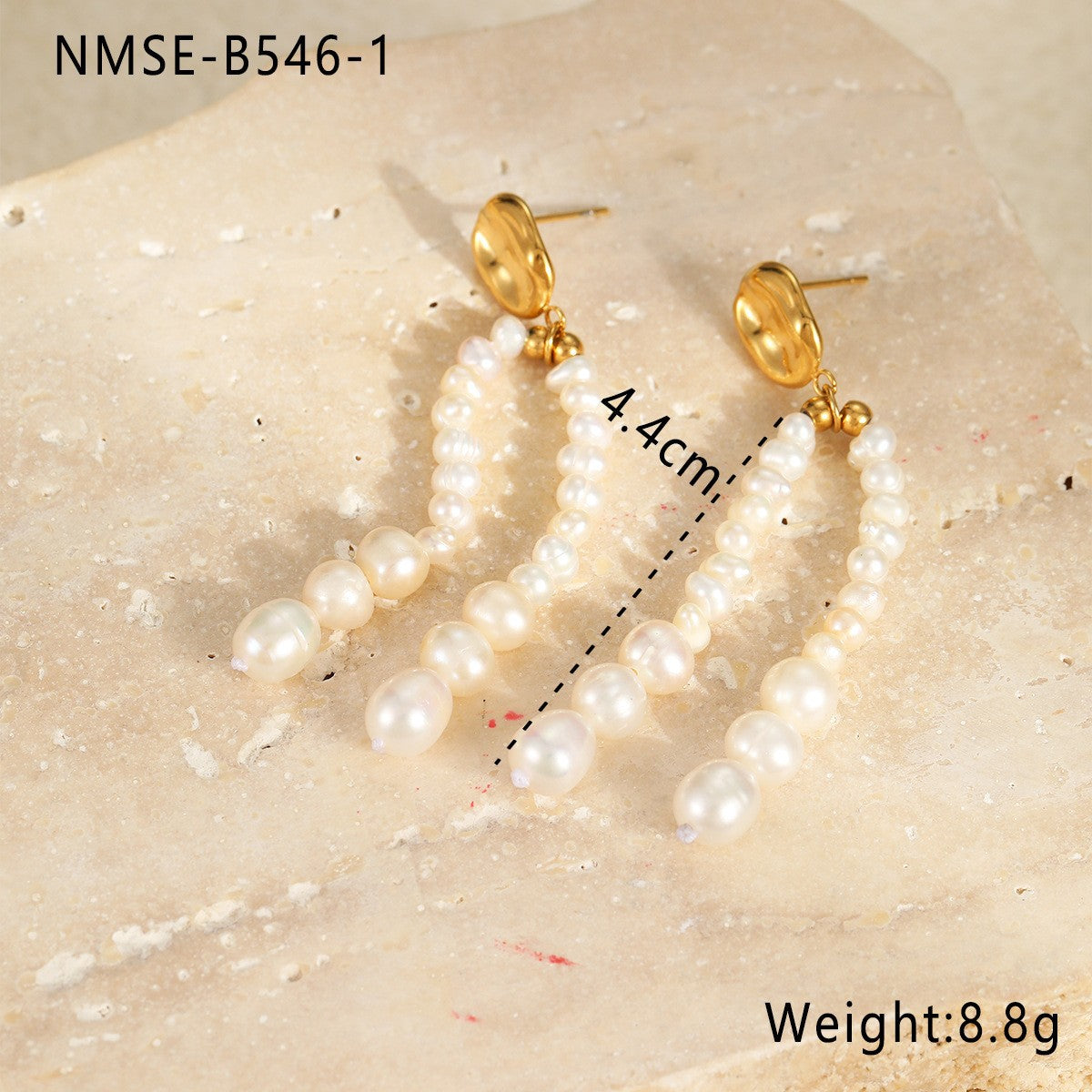 Elegant French-Style Baroque Pearl Earrings in Stainless Steel with Floral and Geometric Design, Electroplated Finish for Women