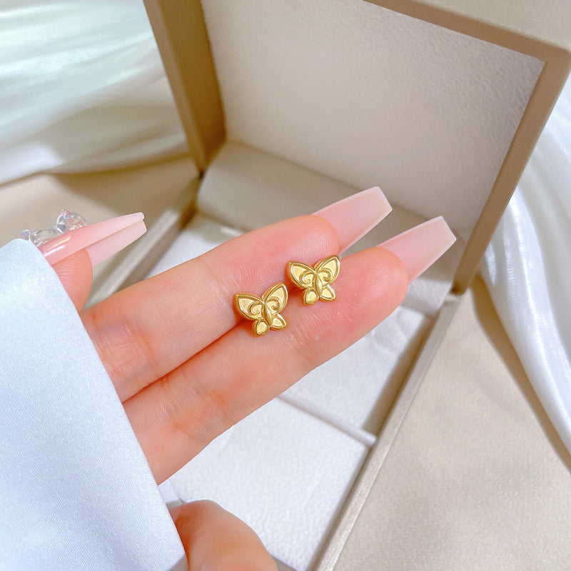 Minimalist Sweet Geometric Titanium Steel Plated Stud Earrings