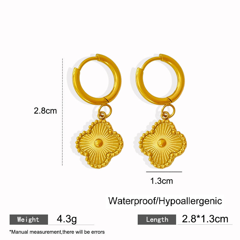 Elegant Titanium Steel Drip Oil Plated Stud Earrings for Women