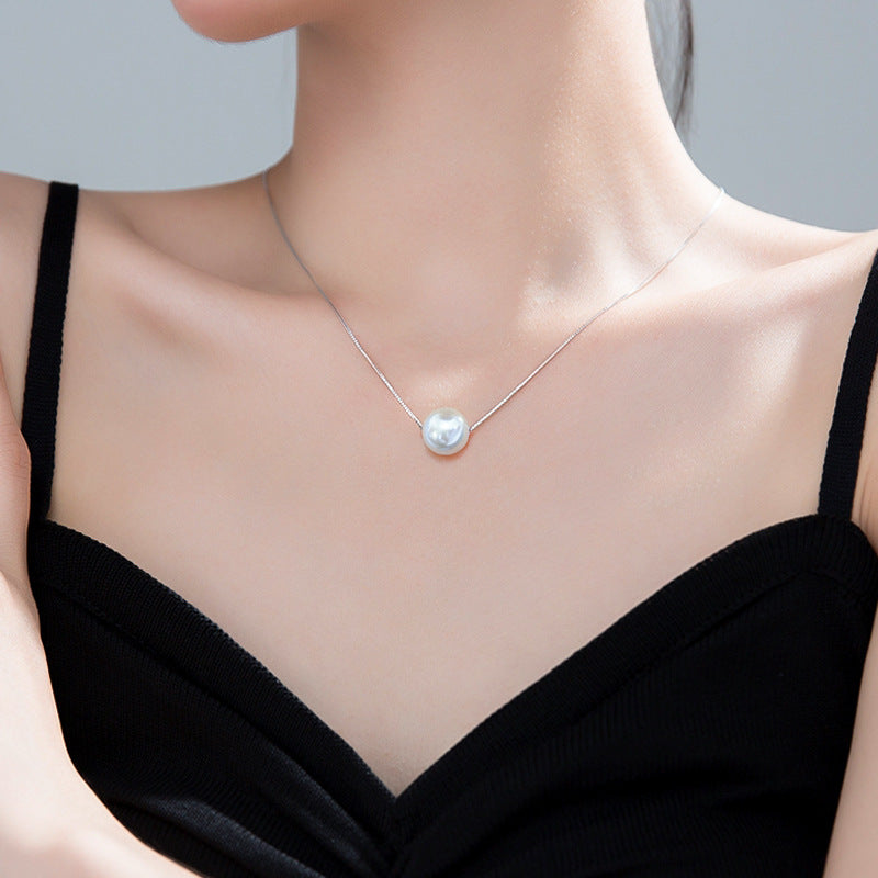 Minimalist Titanium Steel Geometric Collar Necklace Floral Pendant