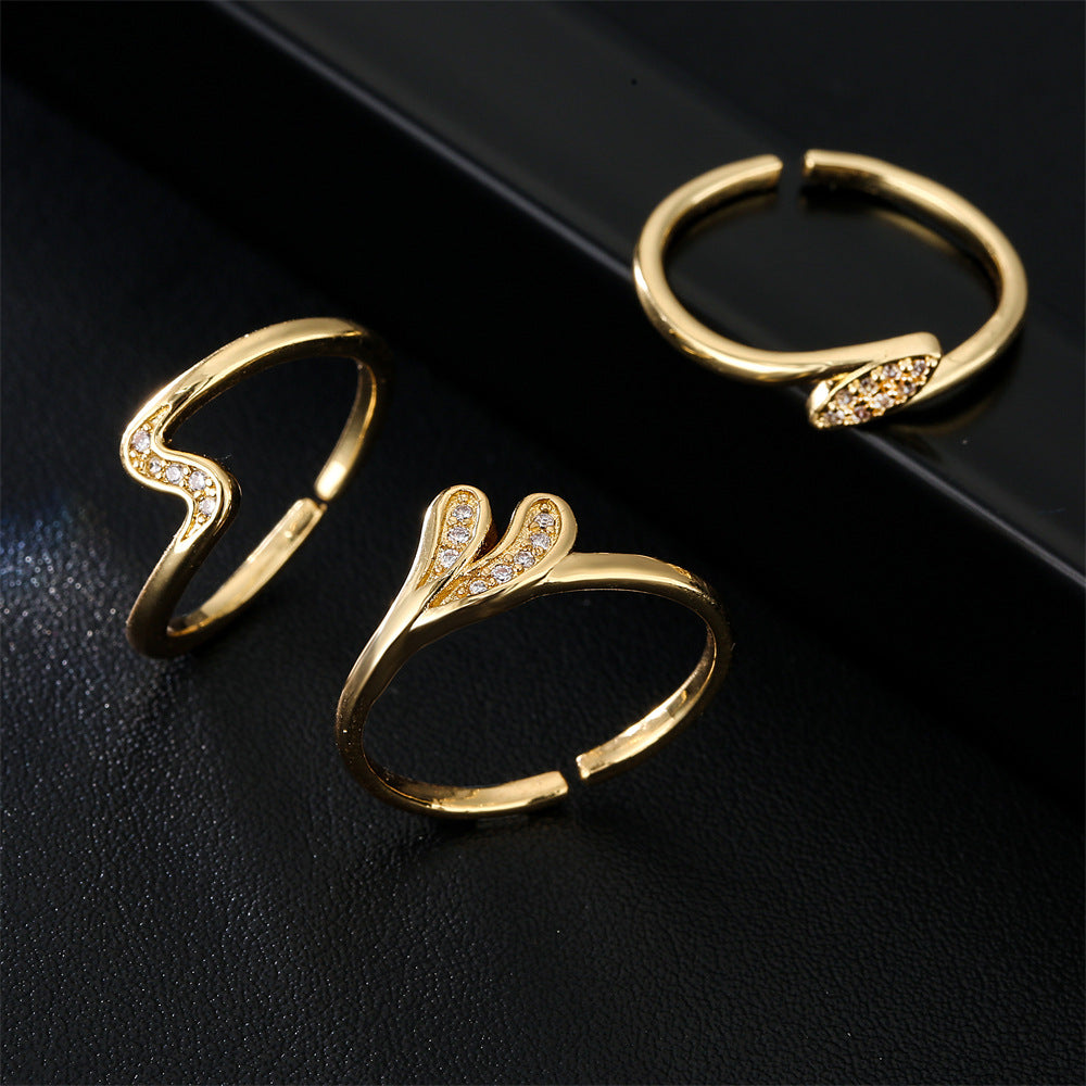 Minimalist Geometric Gold Plated Brass Ring for Women