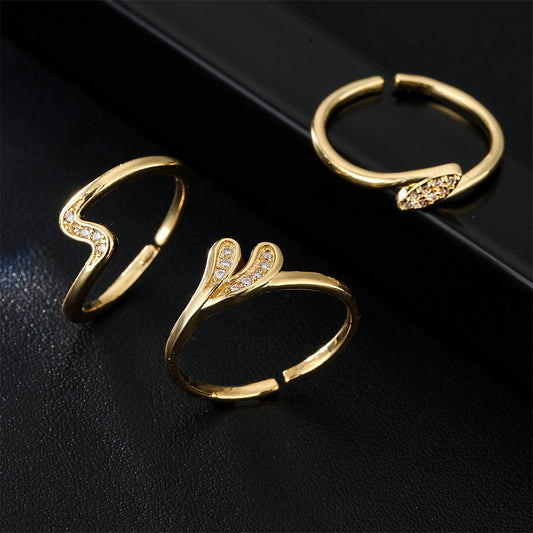 Minimalist Geometric Gold Plated Brass Ring for Women
