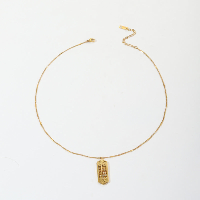 Collana da donna con ciondolo a pallottoliere geometrico portafortuna in acciaio al titanio lucidato, motivo a margherita, gioielli freschi, femminili e minimalisti