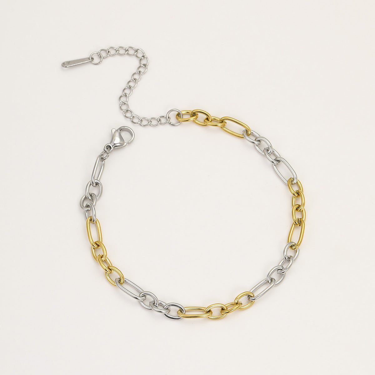 Vintage-Inspired Geometric Stainless Steel Plated Bracelet for Women with Contrasting Color Design