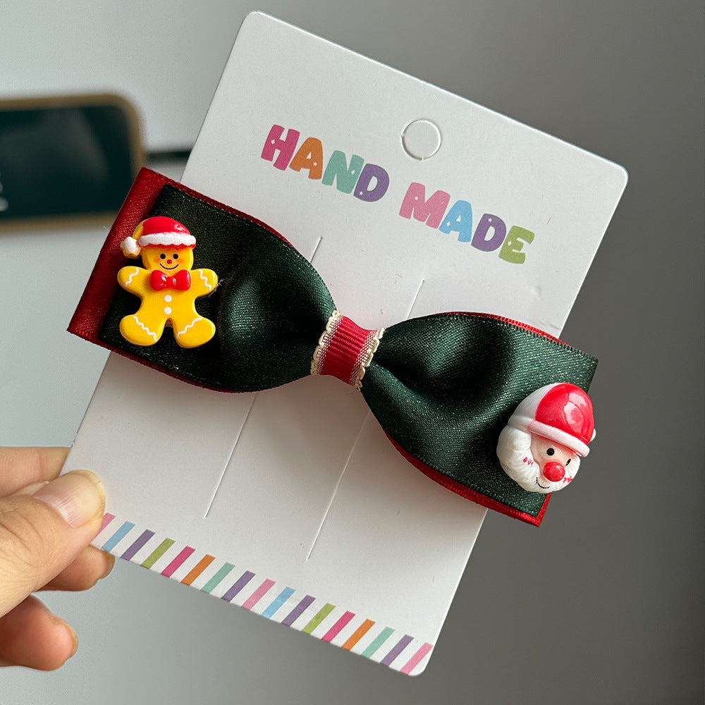 Set di fermagli per capelli con fiocco a fumetto per ragazze, accessori fai da te per bar di Natale
