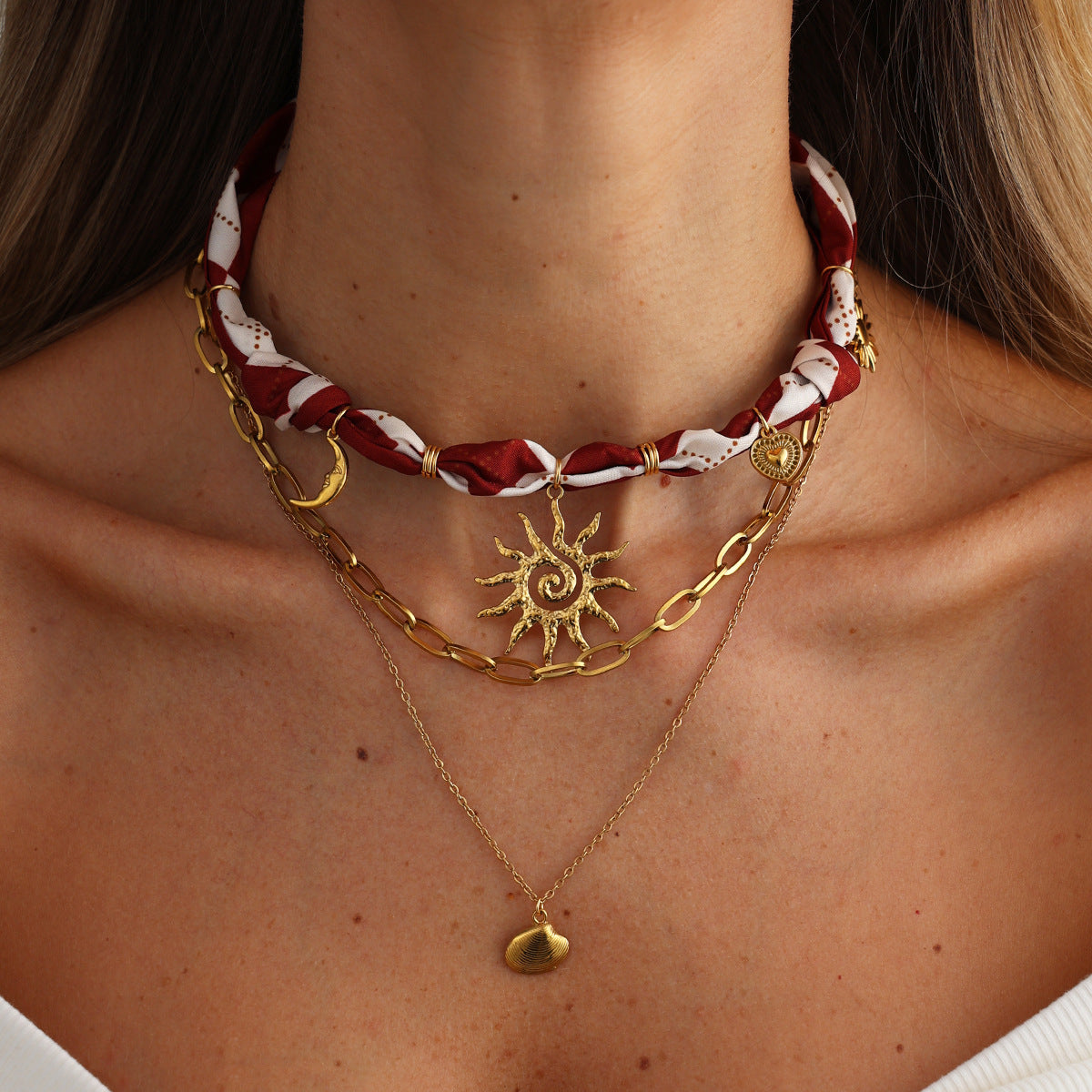 Casual Stainless Steel PVD Animal Shell Starfish Pendant Necklace for Women
