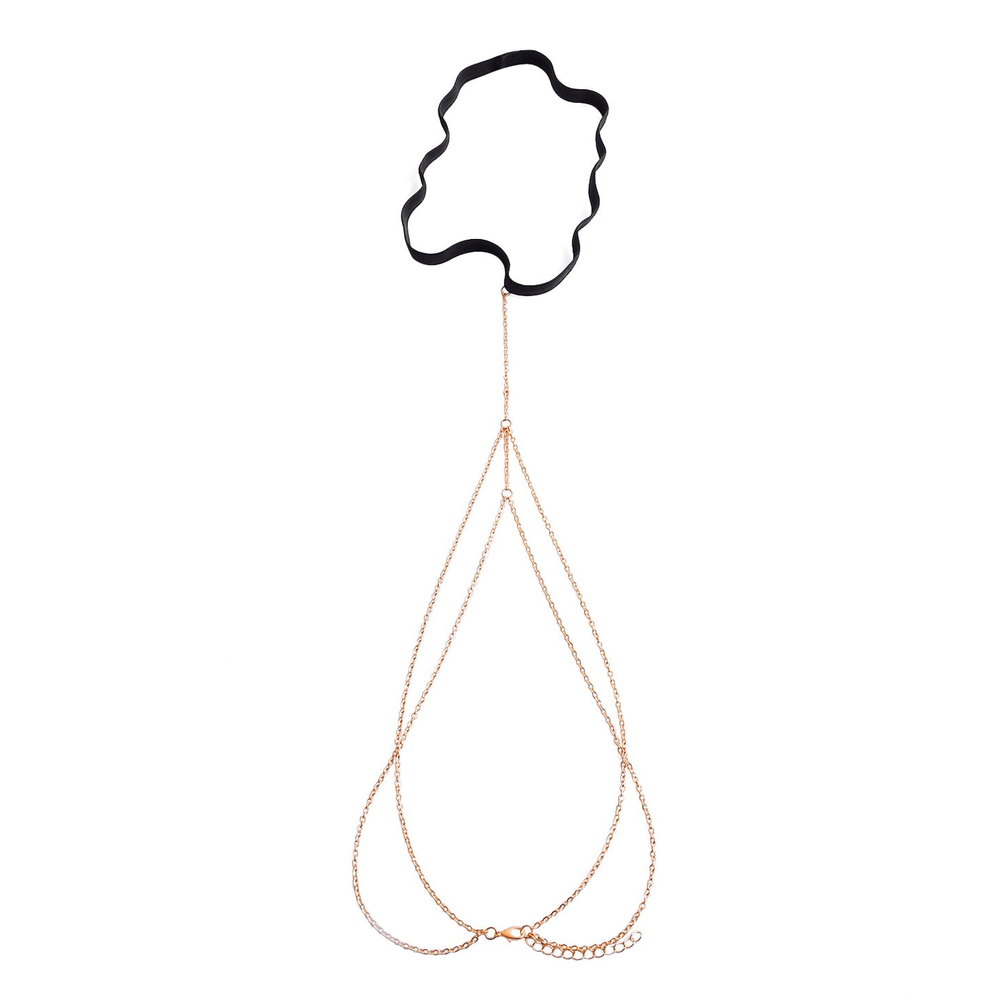 Minimalist Double-Layer Ankle Chain for Women with Geometric Design in Alloy with Elastic Band for Beach and Vacation