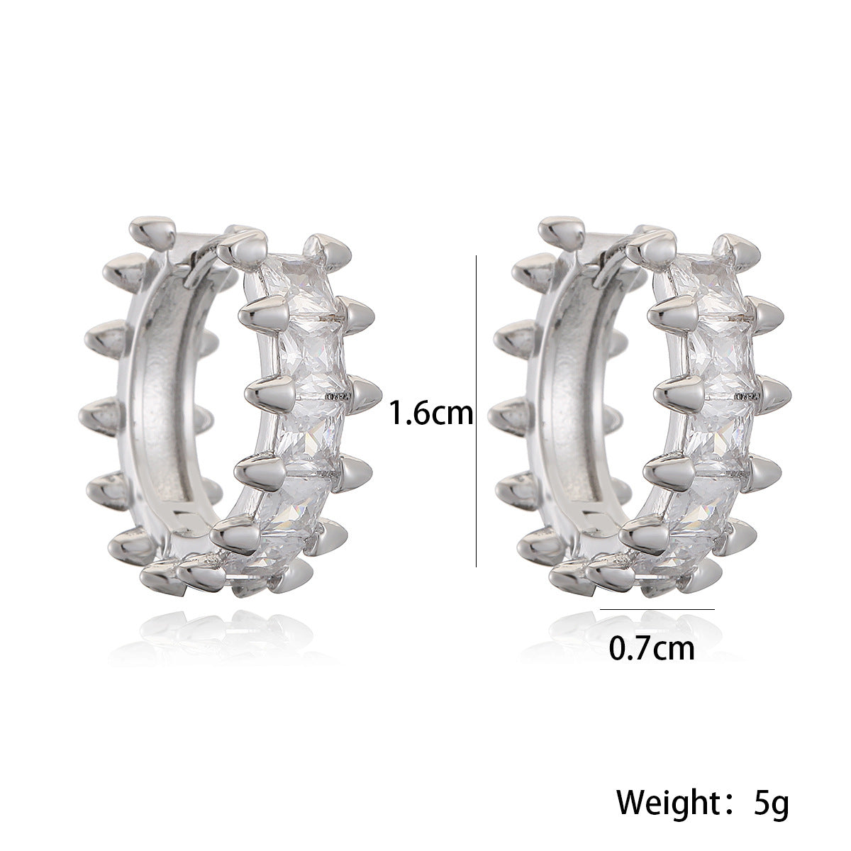 Orecchini a Cerchio Minimalisti Geometrici Irregolari a Spina di Pesce da Donna in Rame Placcato Oro 18K con Accenti di Zirconi