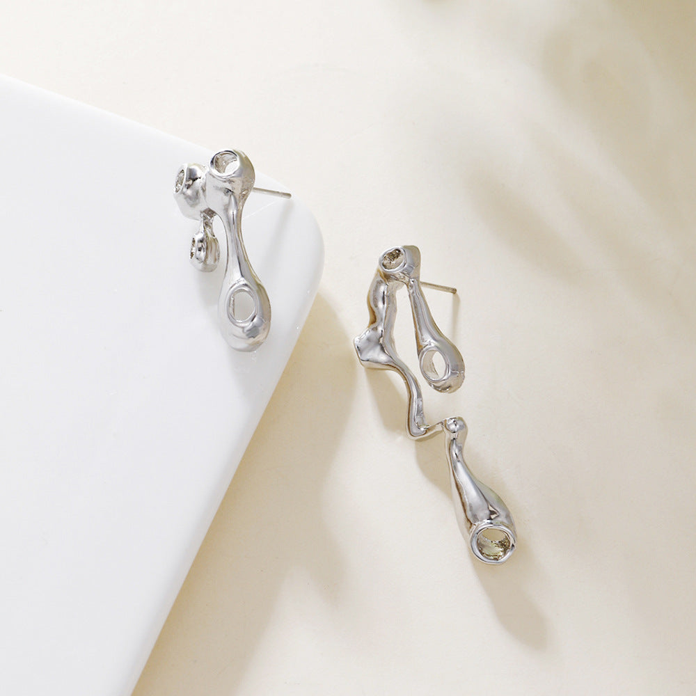 Asymmetric Teardrop Geometric Plated Alloy Earrings for Women