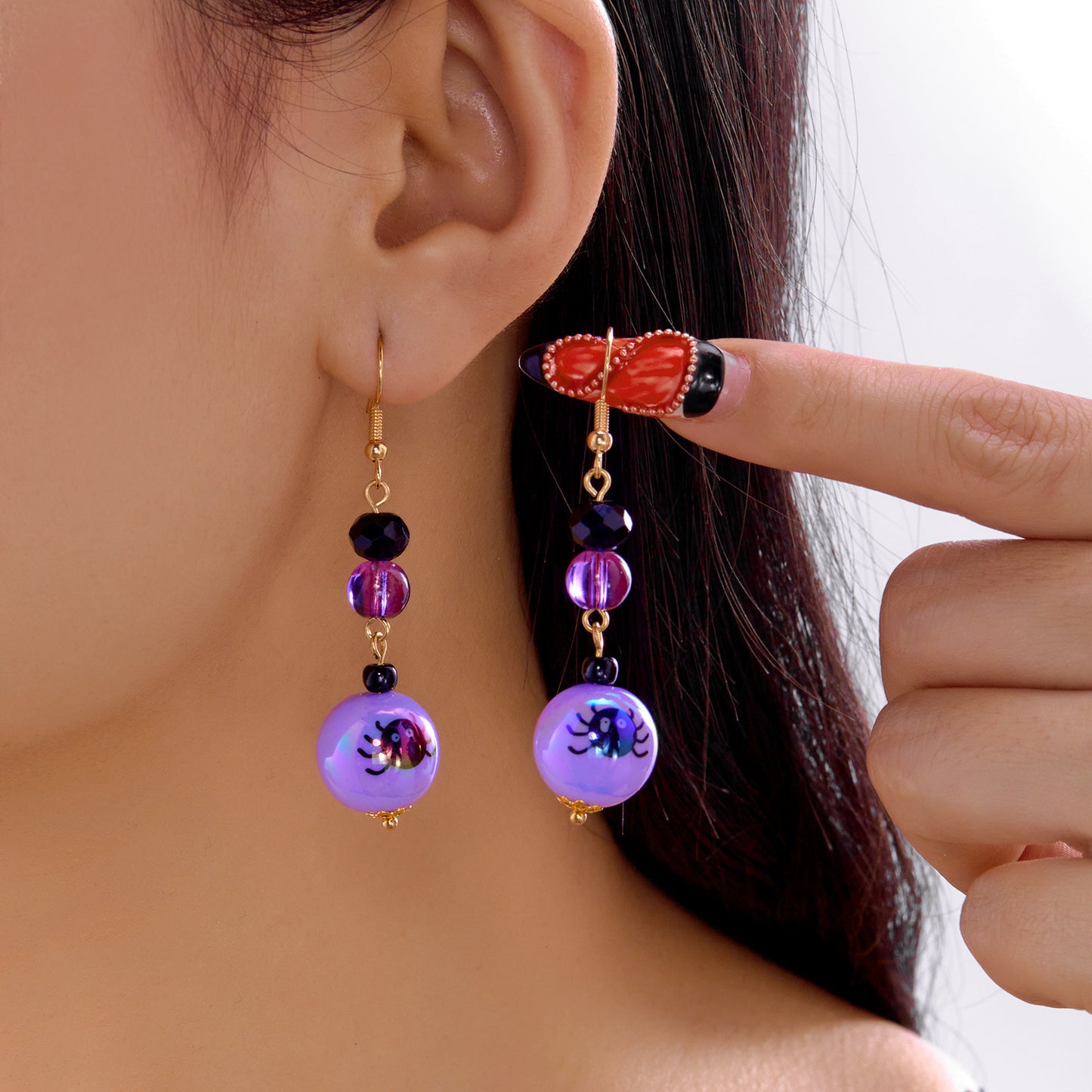 Pendientes acrílicos de dibujos animados para mujer, diseño de Halloween, fantasma y murciélago, con acabado galvanizado