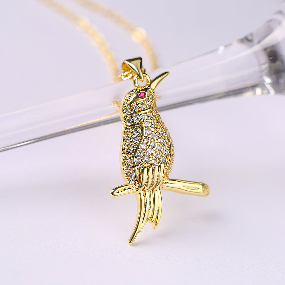 Collana con ciondolo a uccello minimalista da donna con struttura in rame e silhouette geometrica