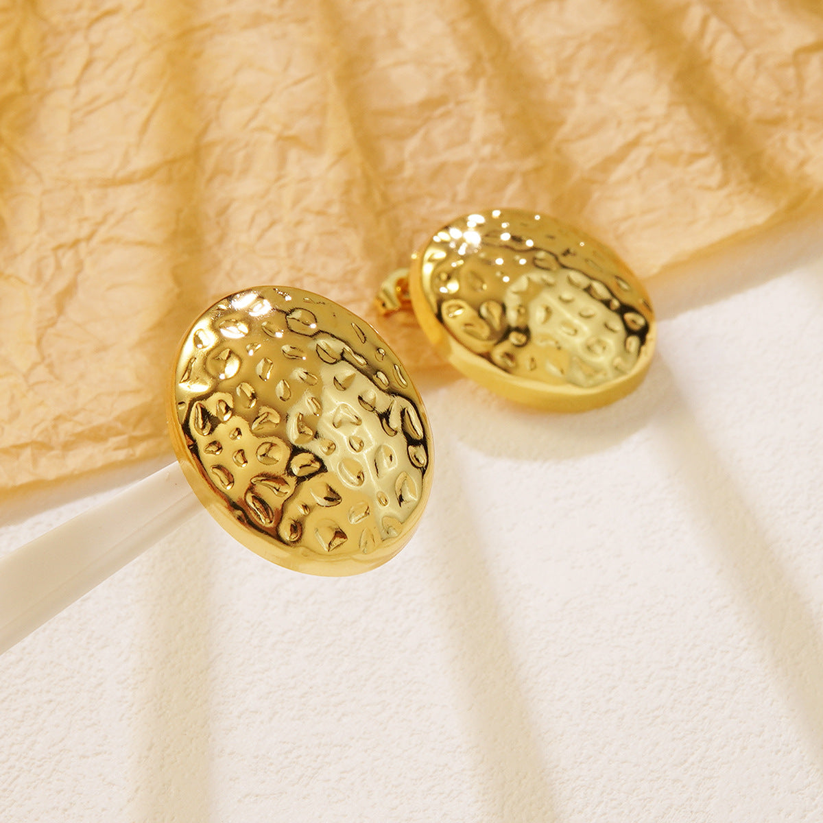 Luxury Geometric Oval Stainless Steel Stud Earrings for Women