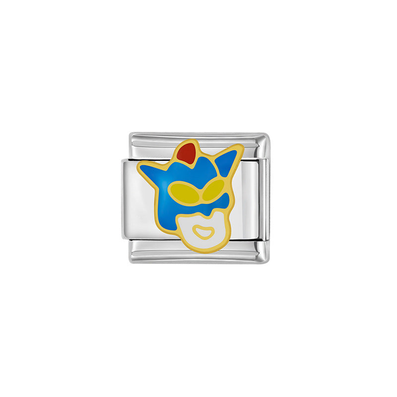 Elegant Plated Stainless Steel Cartoon Charm Bar Bracelet Unisex Fashion Jewelry