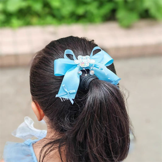 Natural Style Bow Hair Clip for Girls Made of Polyester with Ruffled and Mesh Details in Princess Collection