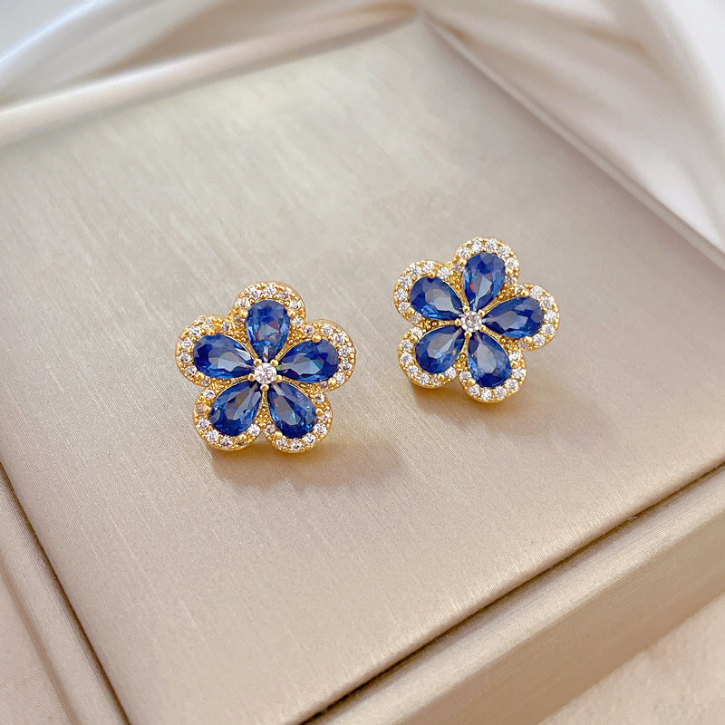 Luxury Sweet Flower Necklace and Earrings Set Titanium Steel Plated Jewelry
